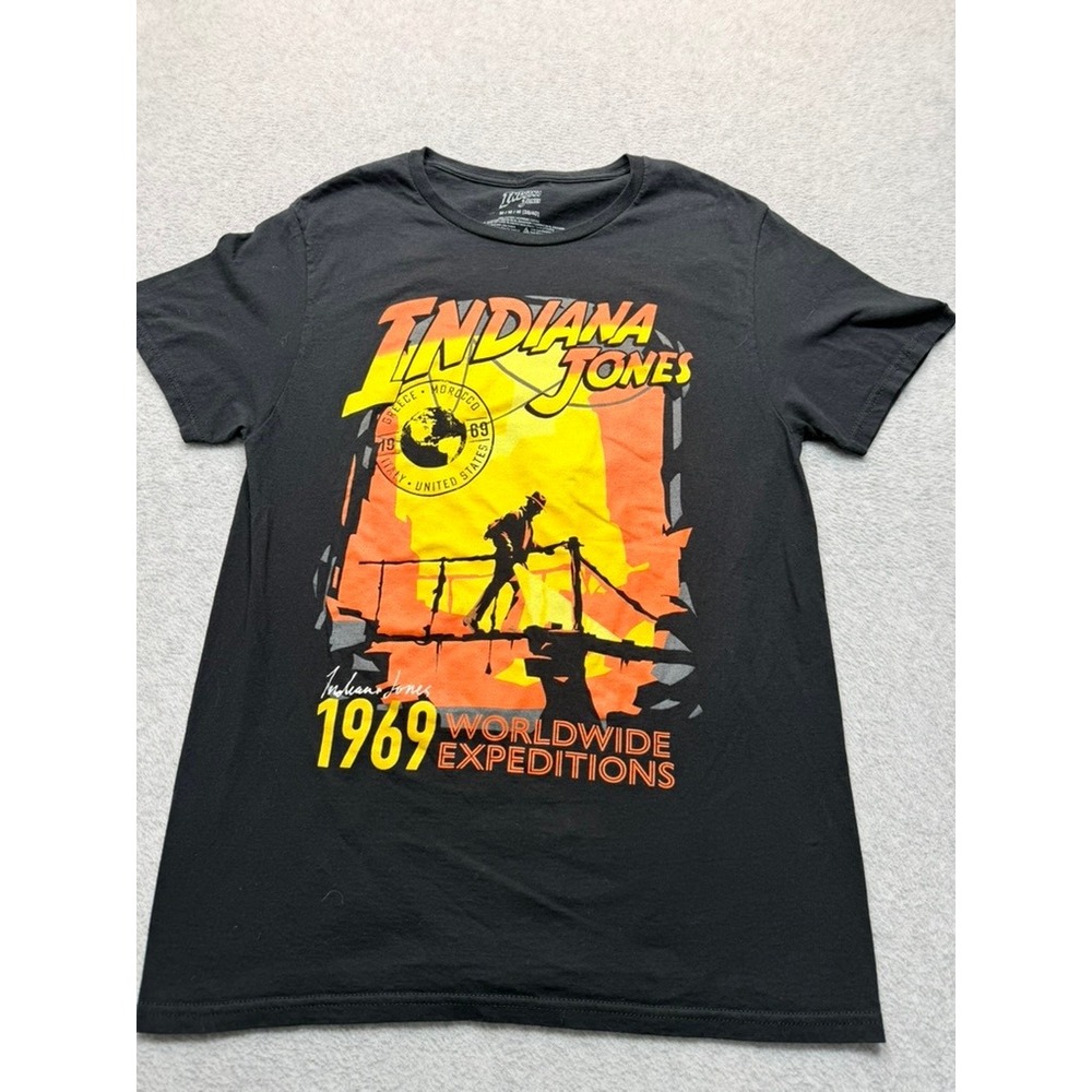 Indiana Jones Worldwide Expeditions 1969 Graphic T-Shirt Black Mens Medium